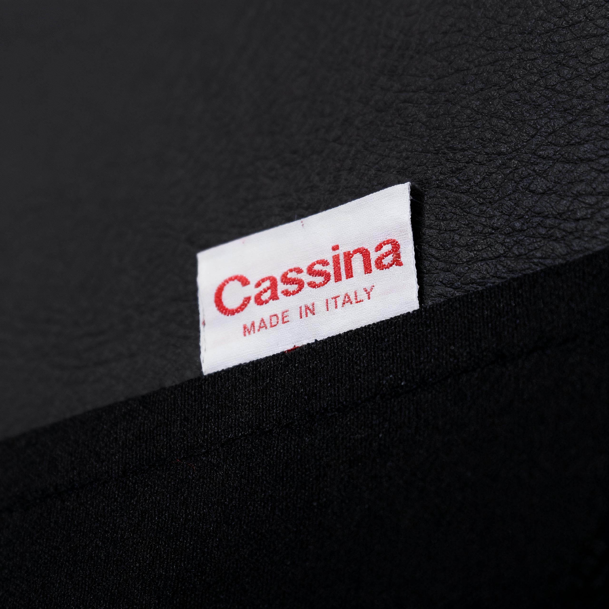Vico Magistretti Maralunga Three-Seat Sofa for Cassina in Black Leather