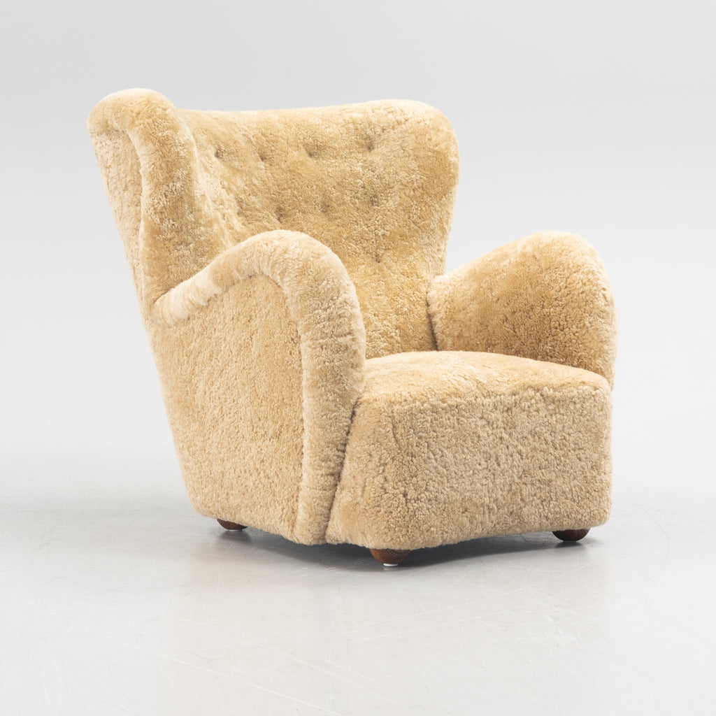 Danish 1940s Sheepskin Lounge Chair