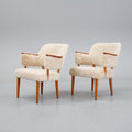 Scandinavian Teak and Sheepskin Easy Chairs, Pair, 1950s