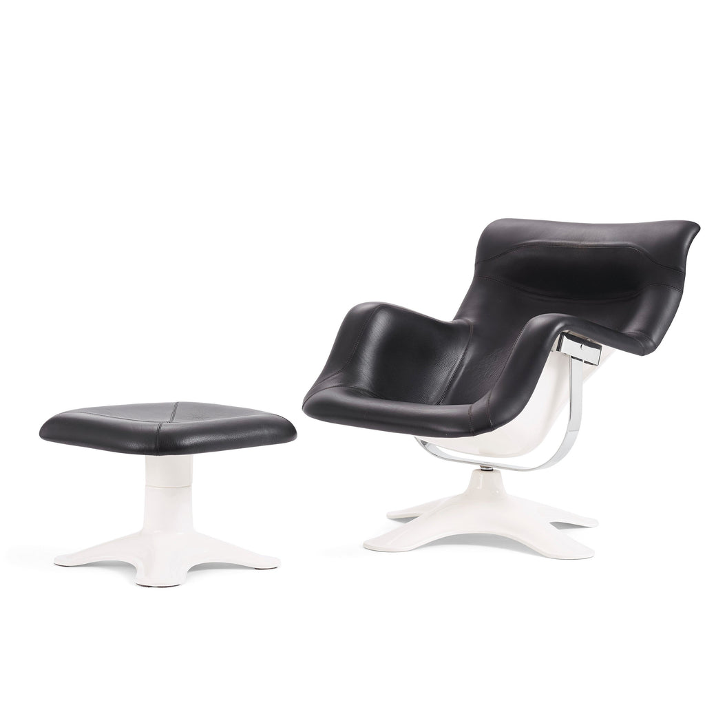 Yrjö Kukkapuro Karuselli Swivel Chair for Avarte / Haimi in Black Leather