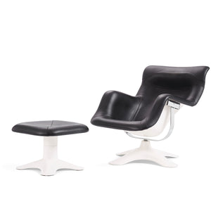Yrjö Kukkapuro Karuselli Swivel Chair for Avarte / Haimi in Black Leather