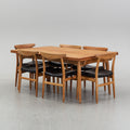 Hans J. Wegner W2 Dining Chairs and AT-312 Extension Table for C.M. Madsen & Andreas Tuck