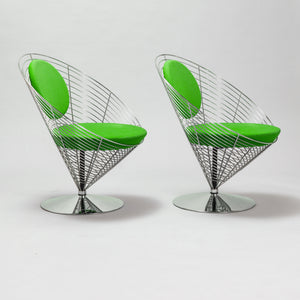 Verner Panton Wire Cone Chairs for Fritz Hansen, Denmark, Pair
