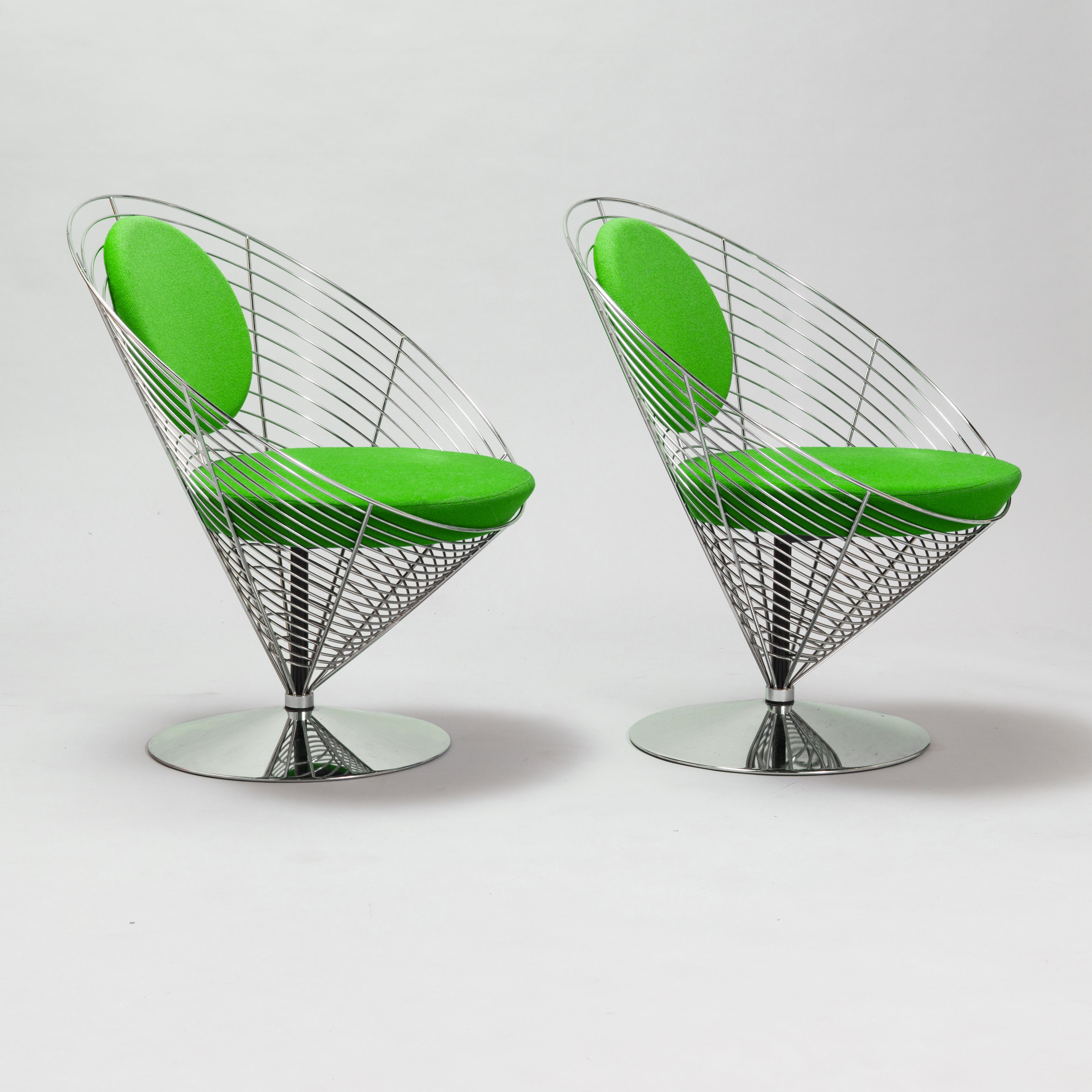 Verner Panton Wire Cone Chairs for Fritz Hansen, Denmark, Pair