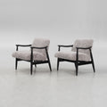 Scandinavian Grey Sheepskin Easy Chairs Pair, 1950s–60s