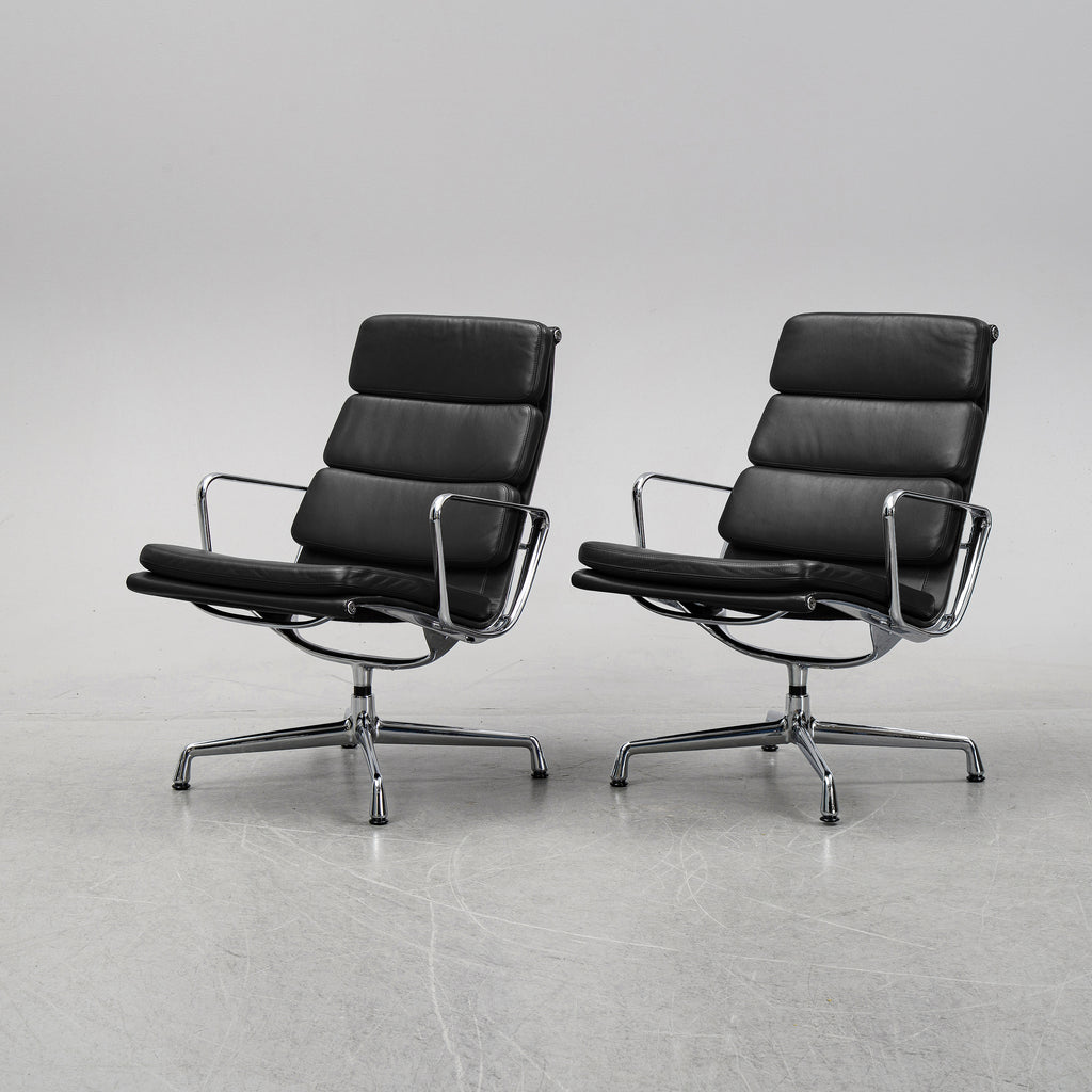 Eames EA216 Soft Pad Lounge Chairs by Charles & Ray Eames for Vitra, Pair
