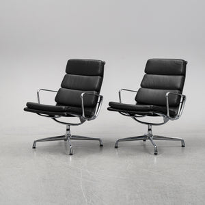 Eames EA216 Soft Pad Lounge Chairs by Charles & Ray Eames for Vitra, Pair