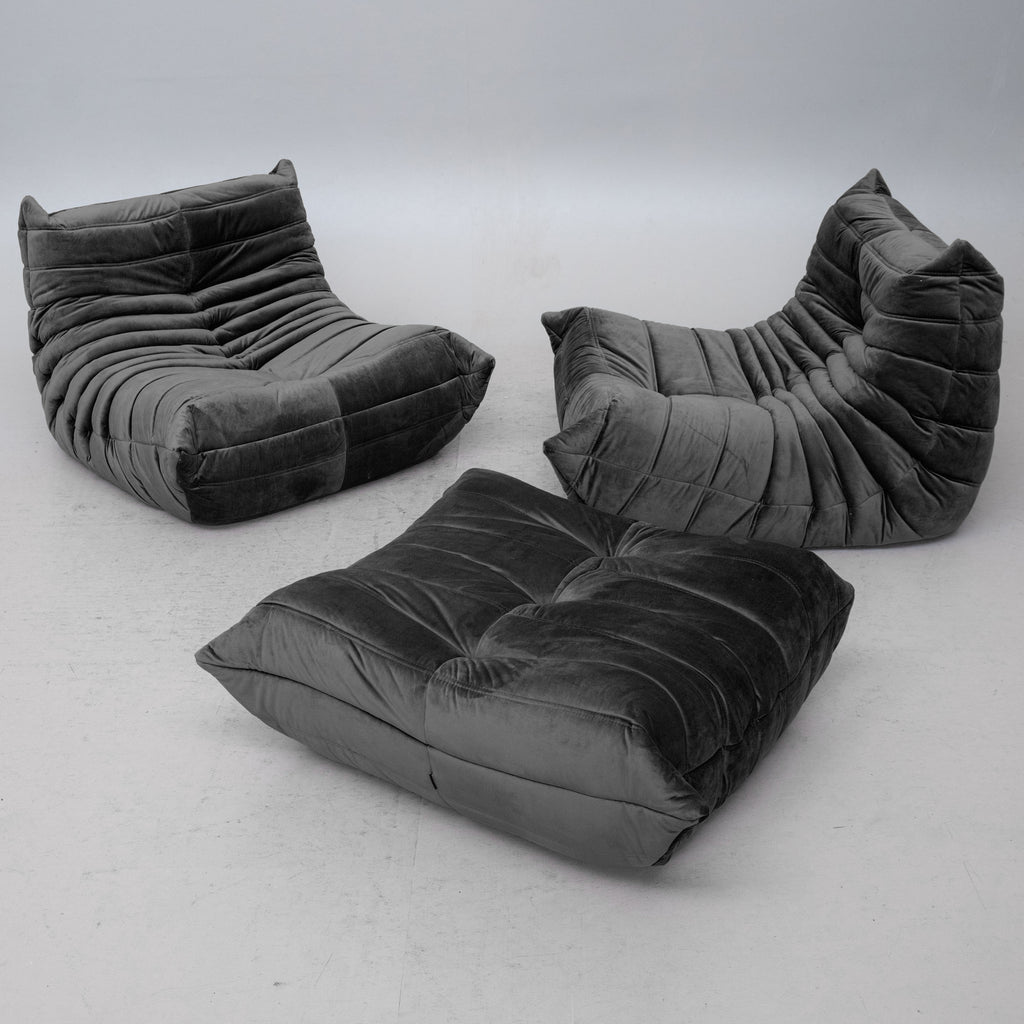 Michel Ducaroy Togo Lounge Chairs and Ottoman for Ligne Roset