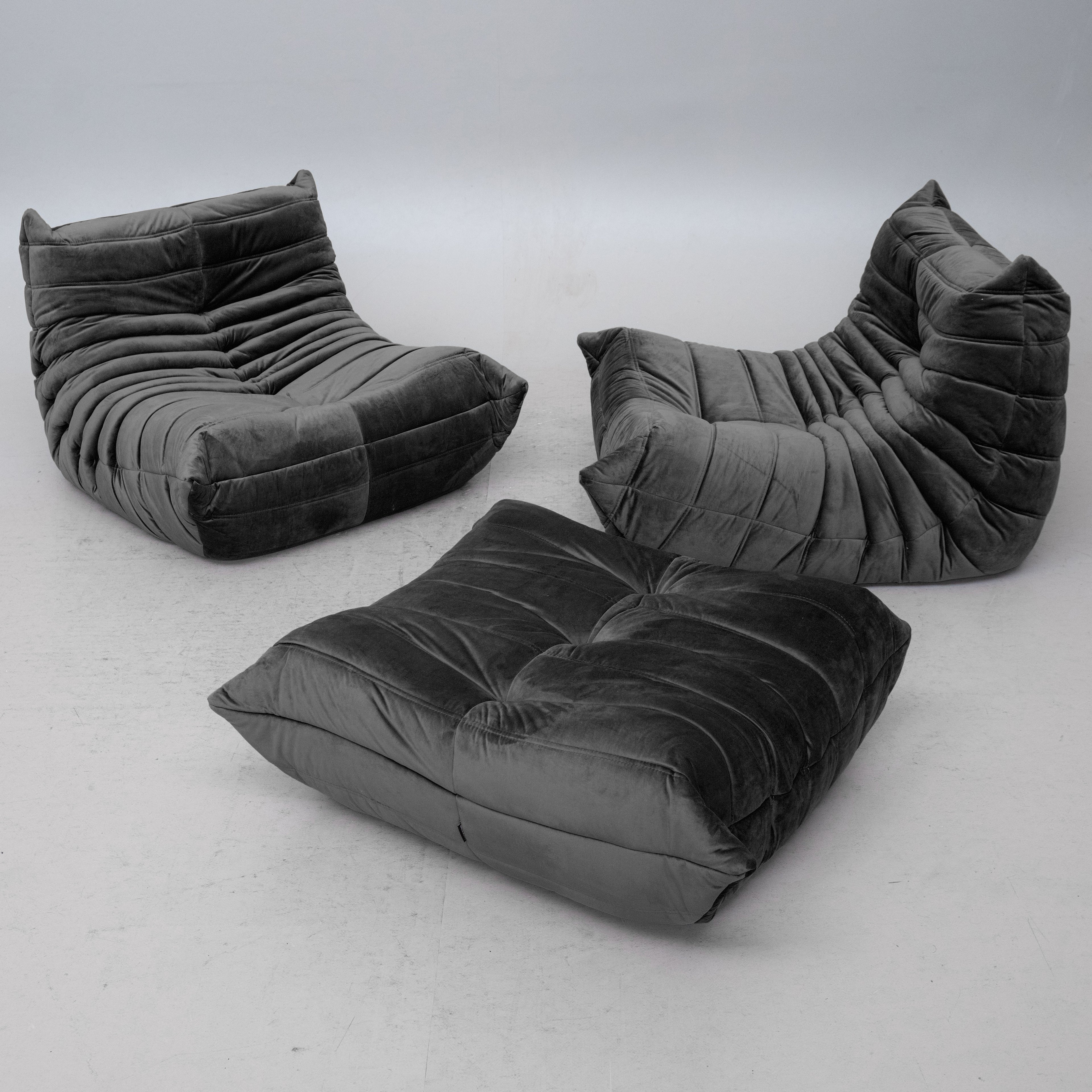 Michel Ducaroy Togo Lounge Chairs and Ottoman for Ligne Roset