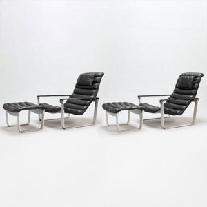 Pulkka Lounge Chairs and Ottomans by Ilmari Lappalainen for Asko