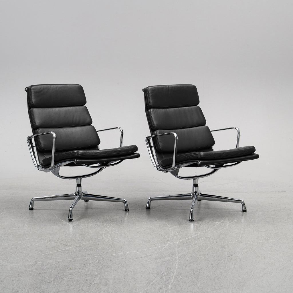 Eames EA216 Soft Pad Lounge Chairs by Charles & Ray Eames for Vitra, Pair