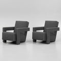 Gerrit Rietveld Utrecht Armchairs for Cassina, Pair in Light Gray Wool