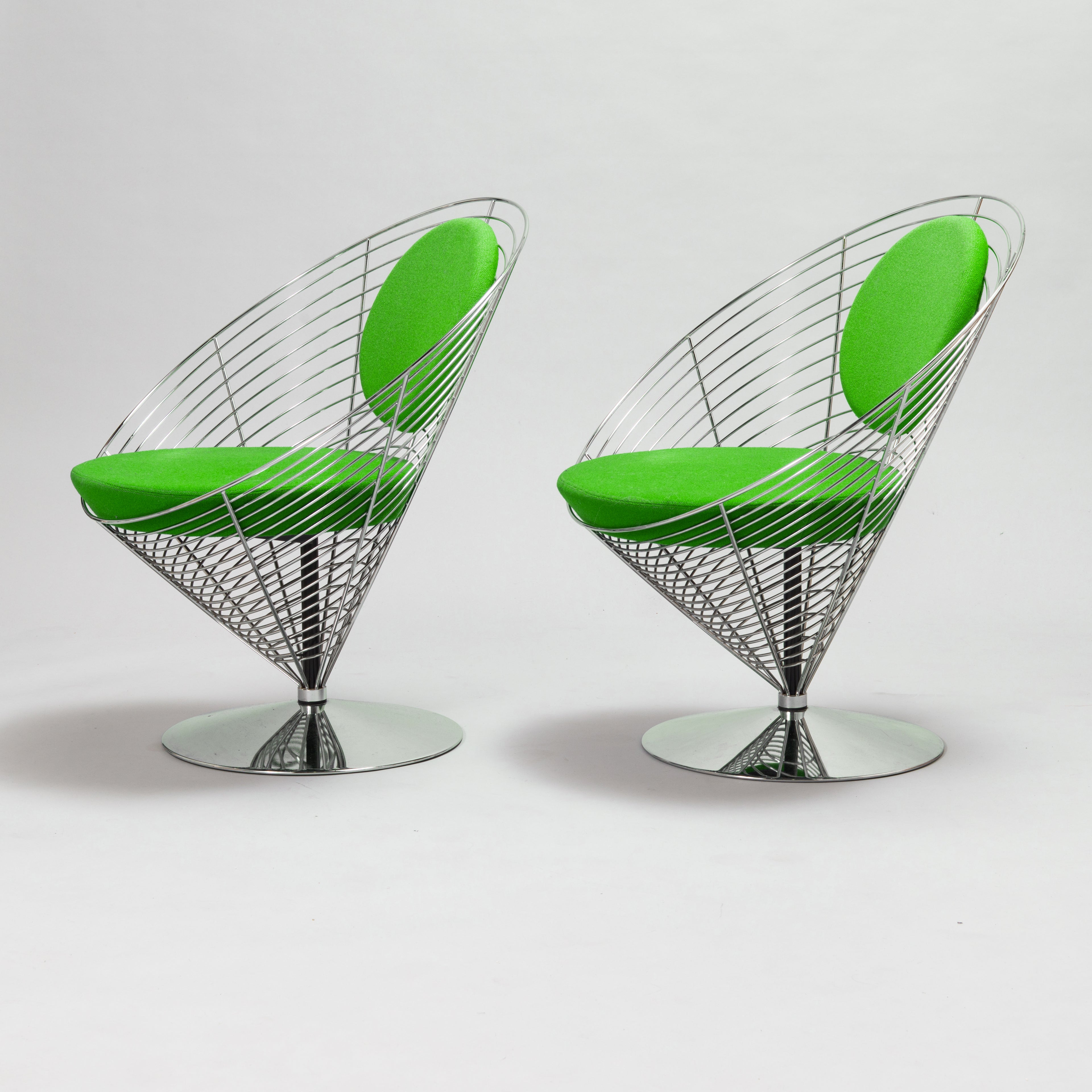 Verner Panton Wire Cone Chairs for Fritz Hansen, Denmark, Pair