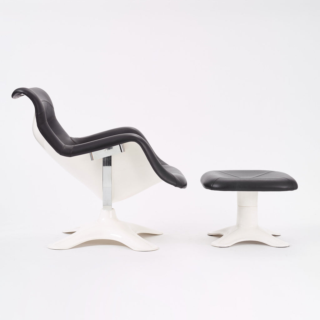 Yrjö Kukkapuro Karuselli Swivel Chair for Avarte / Haimi in Black Leather