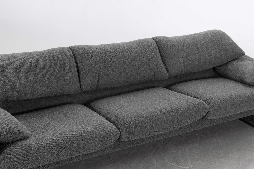 Vico Magistretti Maralunga Three-Seat Sofa for Cassina, Gray Bouclé