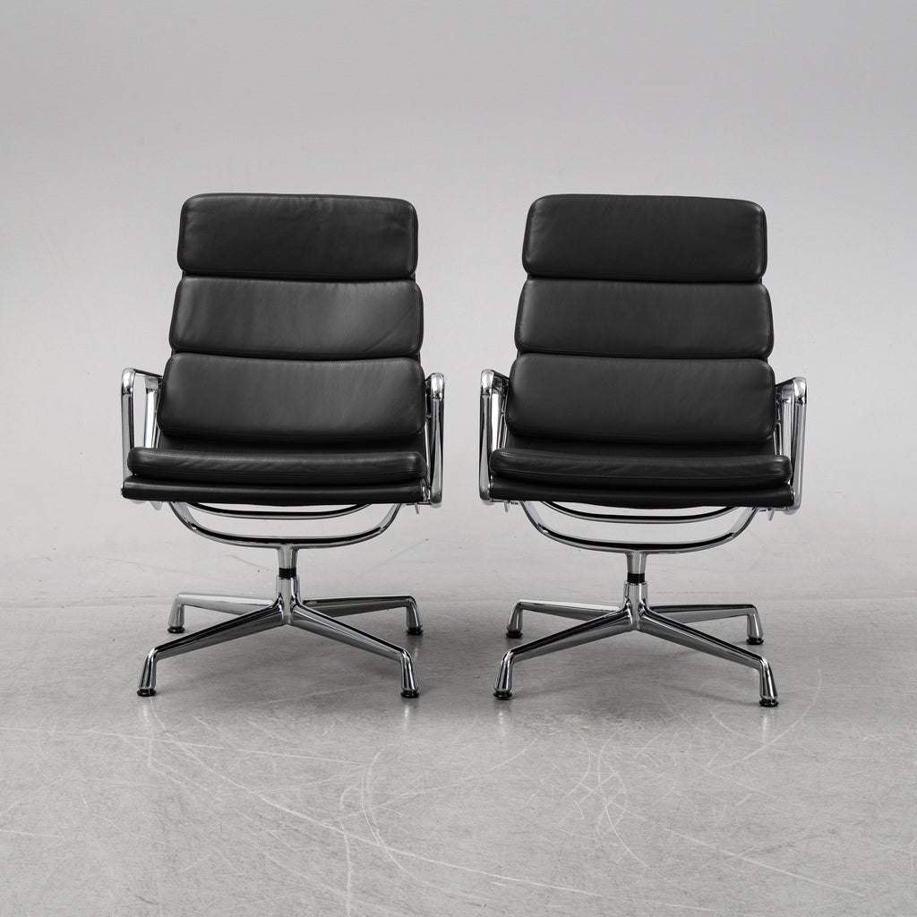 Eames EA216 Soft Pad Lounge Chairs by Charles & Ray Eames for Vitra, Pair