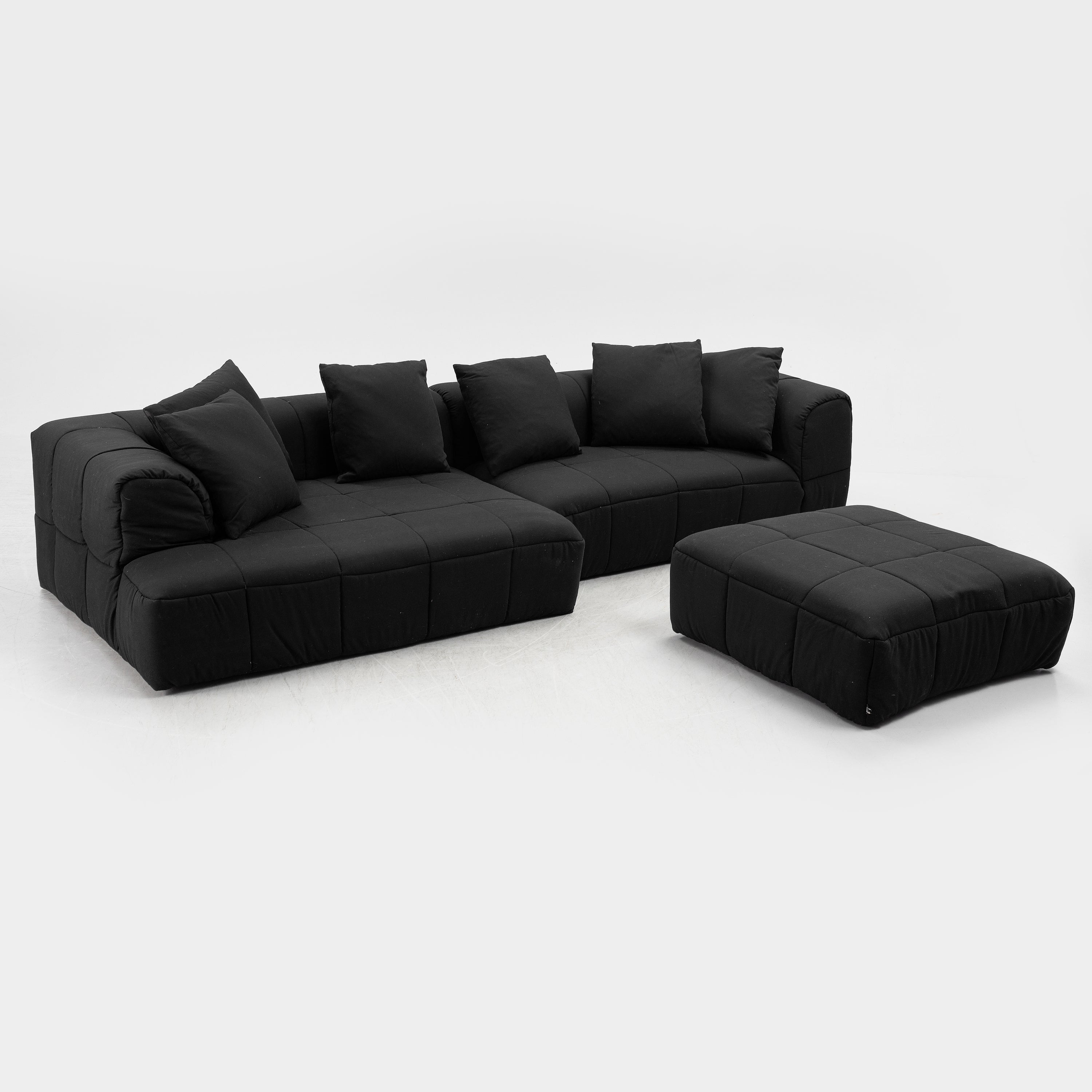 Cini Boeri Strips Modular Sofa & Ottoman for Arflex in Black