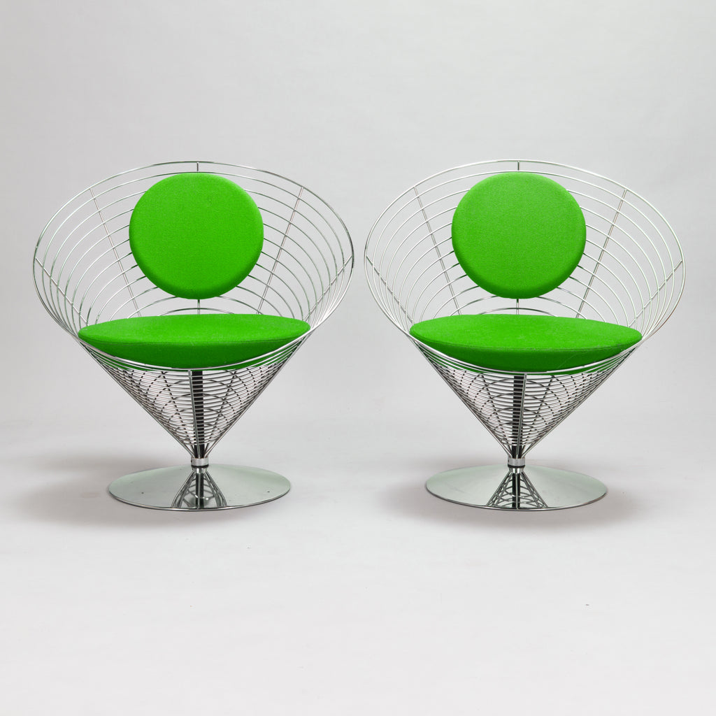 Verner Panton Wire Cone Chairs for Fritz Hansen, Denmark, Pair