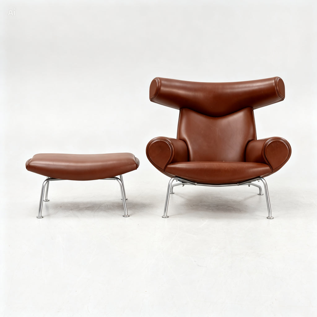 Ox Chair and Ottoman by Hans Wegner for Erik Jørgensen