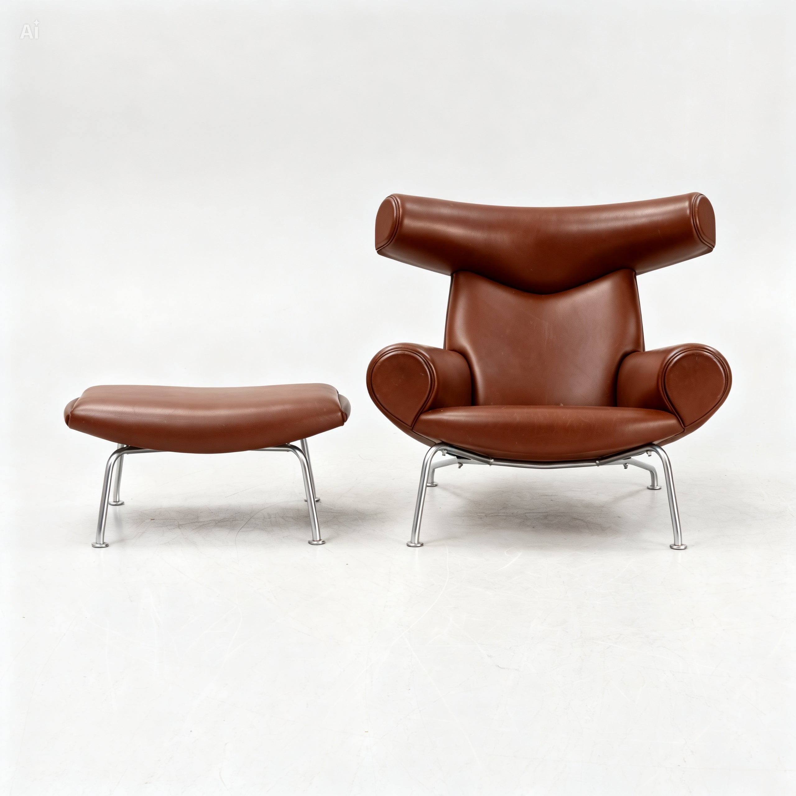 Ox Chair and Ottoman by Hans Wegner for Erik Jørgensen