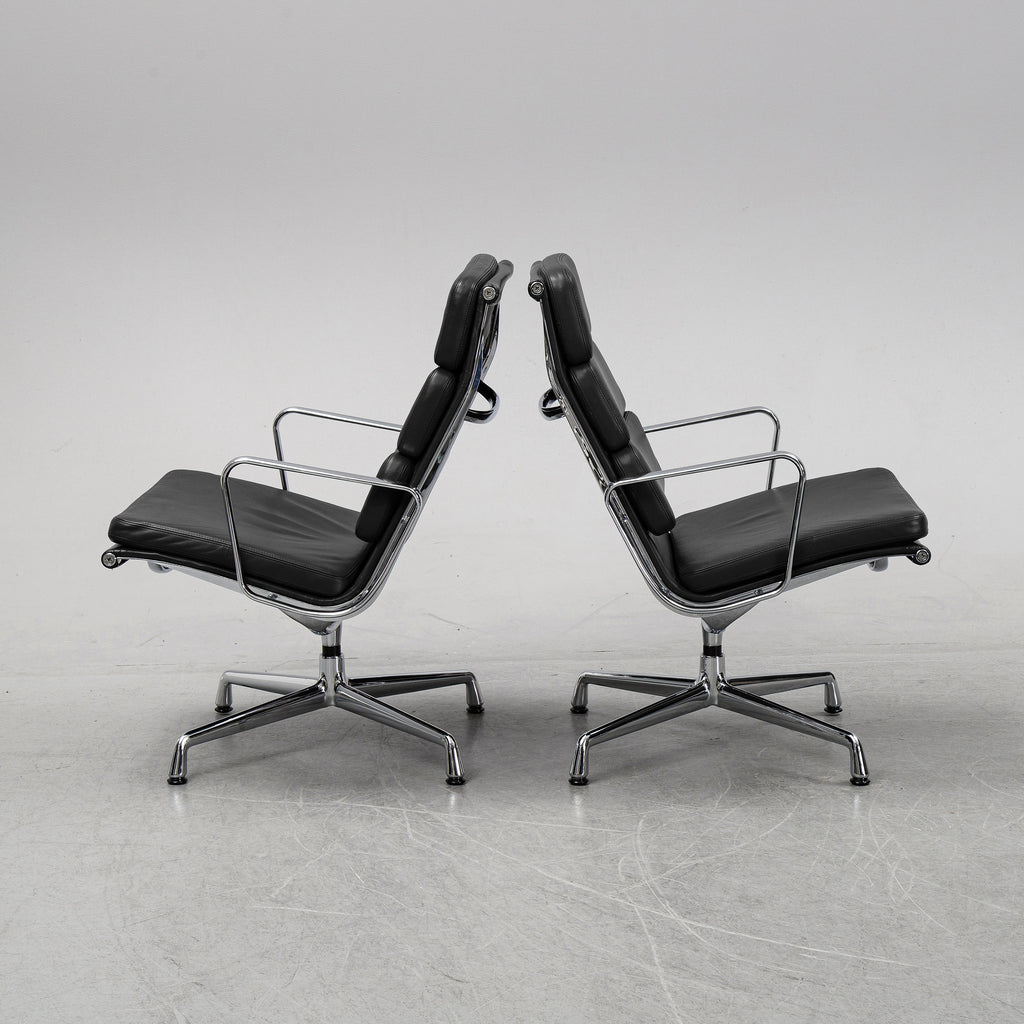 Eames EA216 Soft Pad Lounge Chairs by Charles & Ray Eames for Vitra, Pair