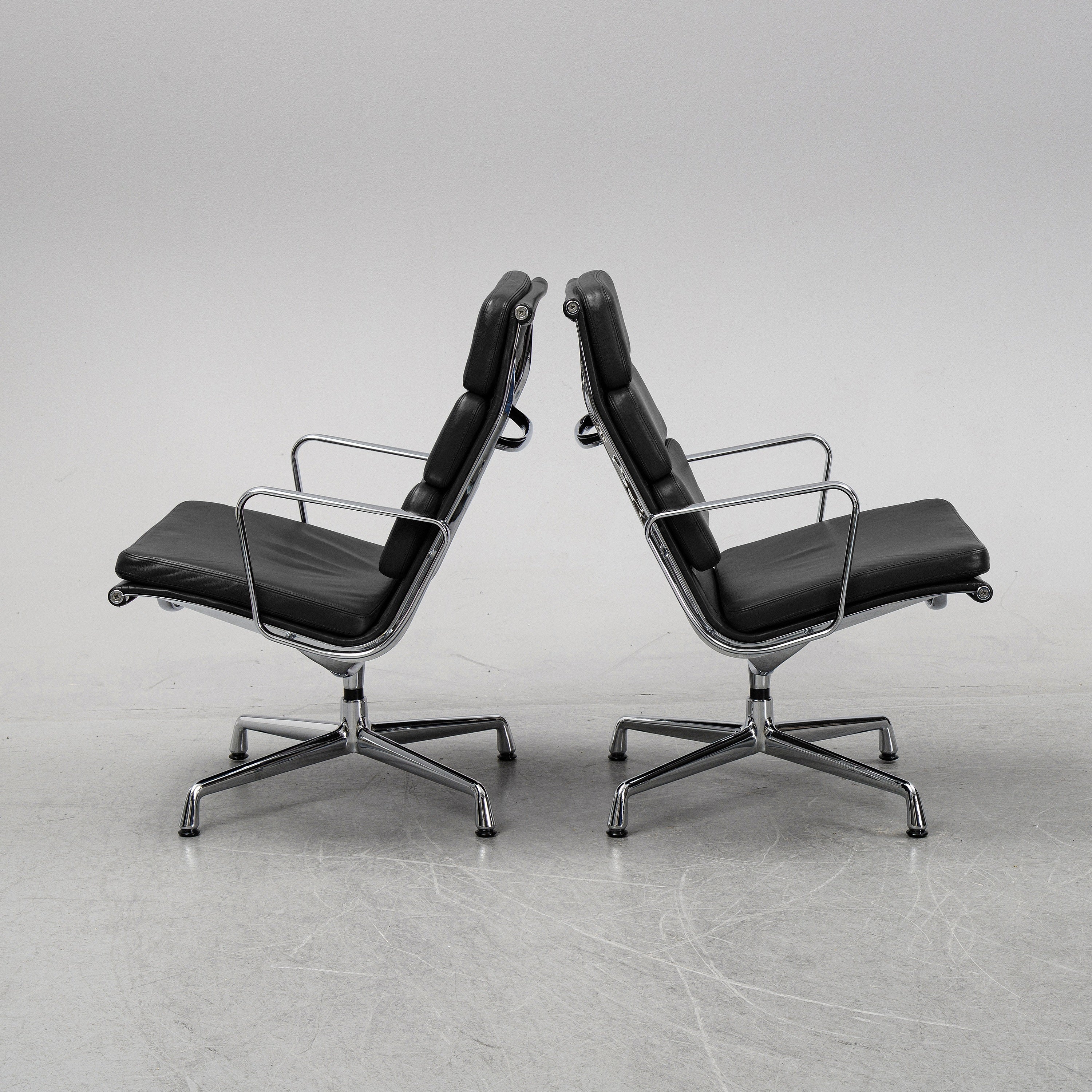 Eames EA216 Soft Pad Lounge Chairs by Charles & Ray Eames for Vitra, Pair