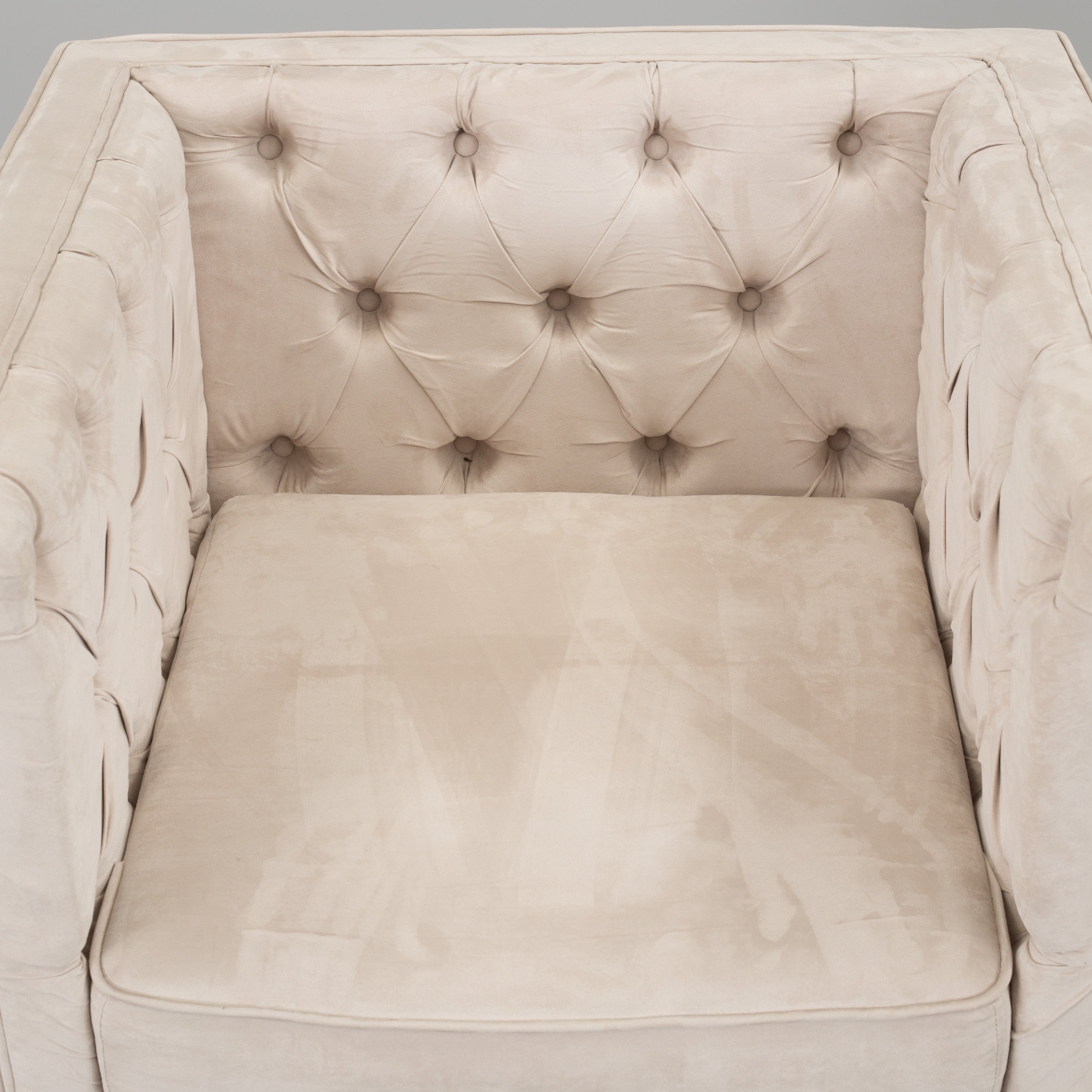 Italian Cube Club Armchairs, Pair, Cream Upholstery