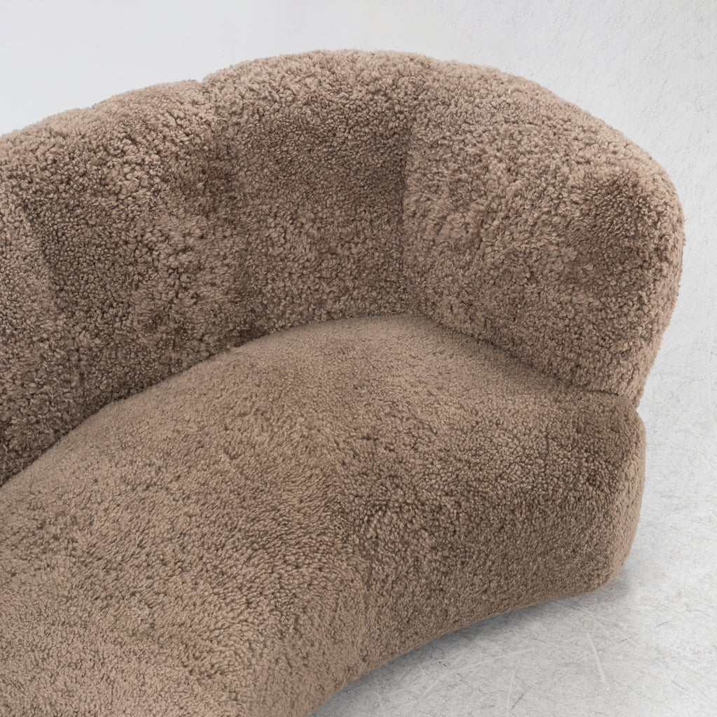 Scandinavian Curved Sheepskin Sofa, 1940s