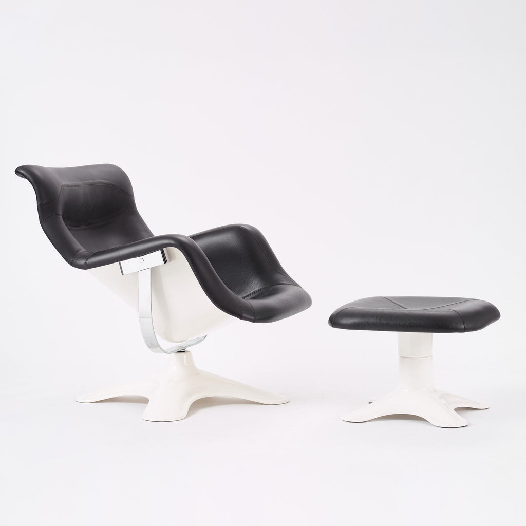 Yrjö Kukkapuro Karuselli Swivel Chair for Avarte / Haimi in Black Leather