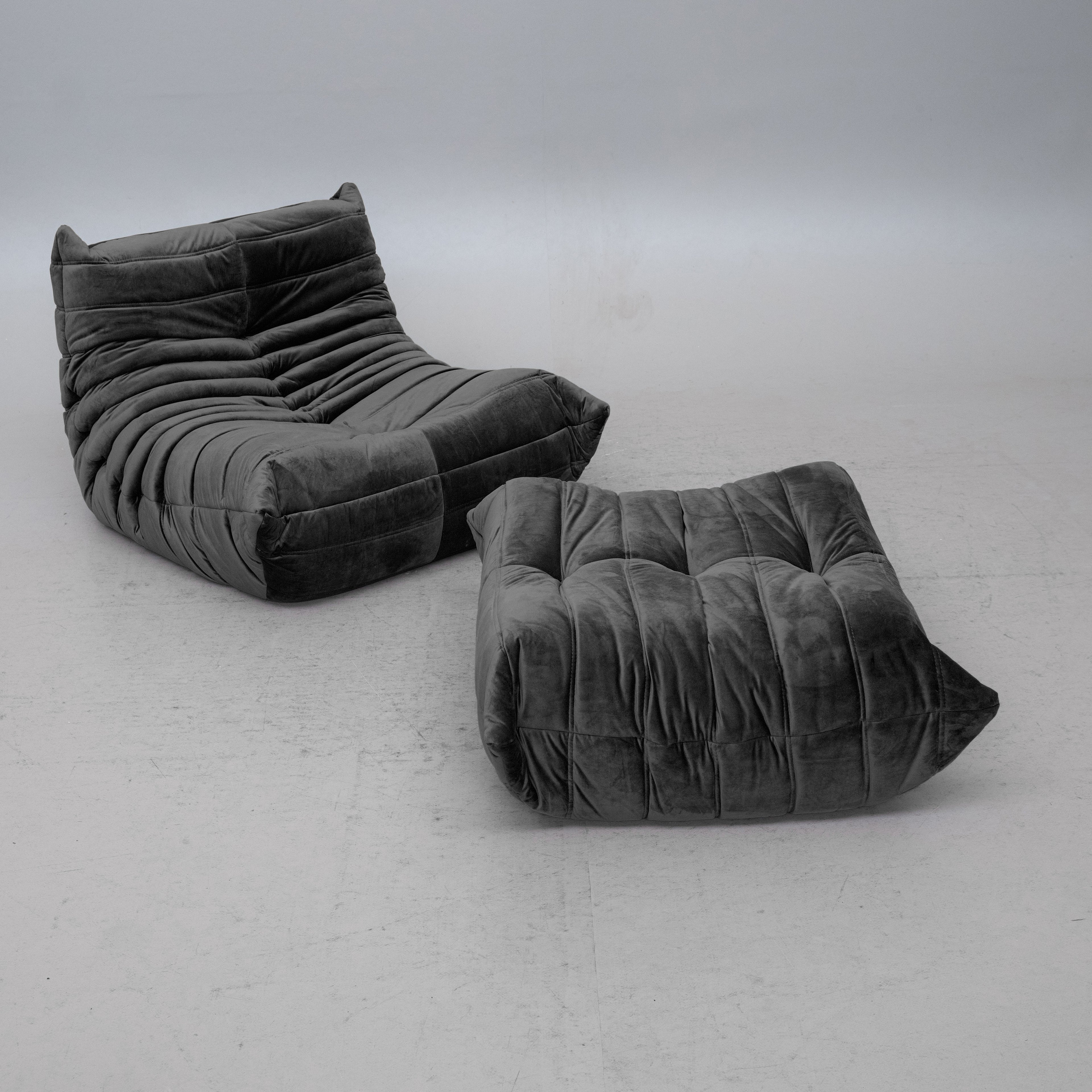 Michel Ducaroy Togo Lounge Chairs and Ottoman for Ligne Roset