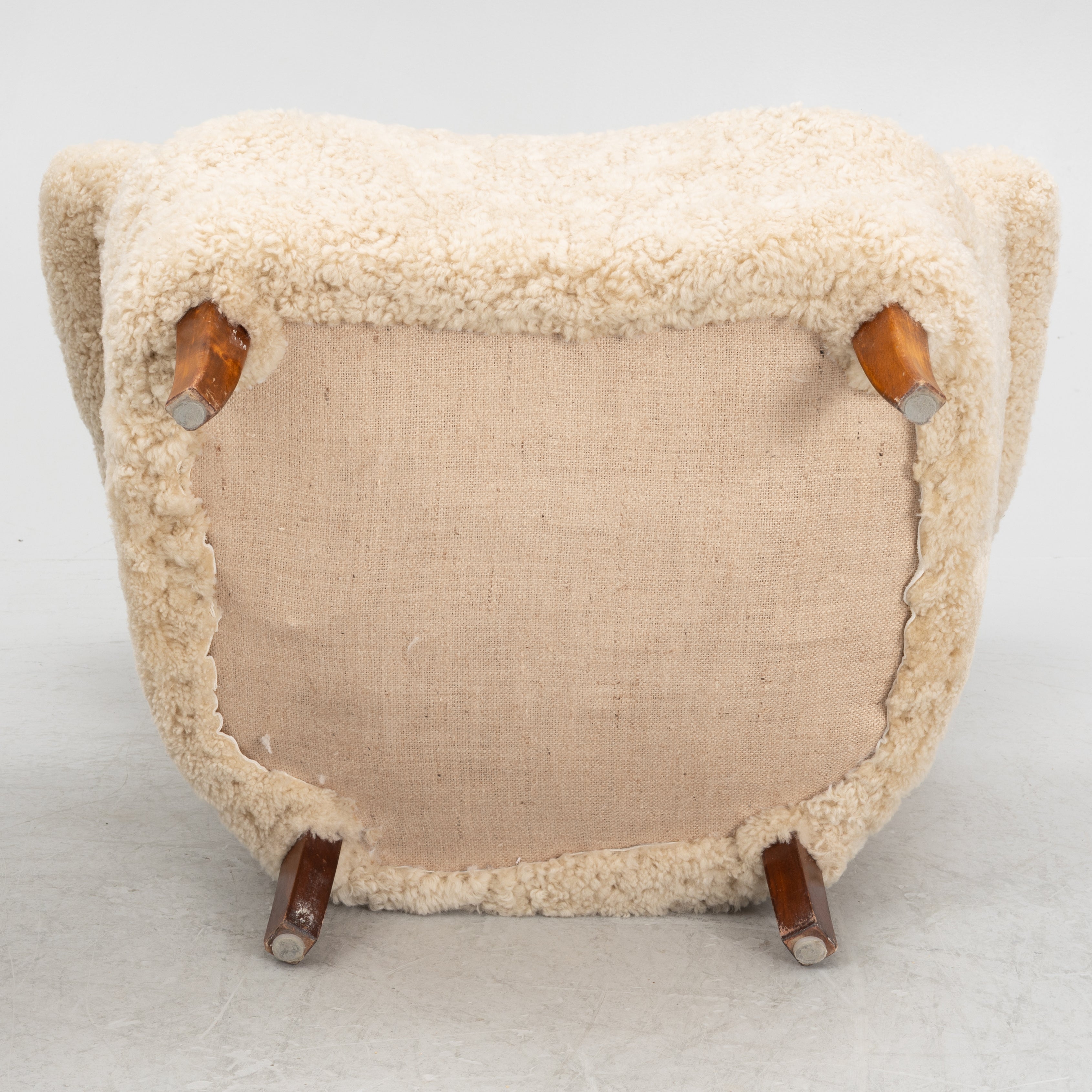 Mid Century Lounge Chairs Beech Sheepskin Pair