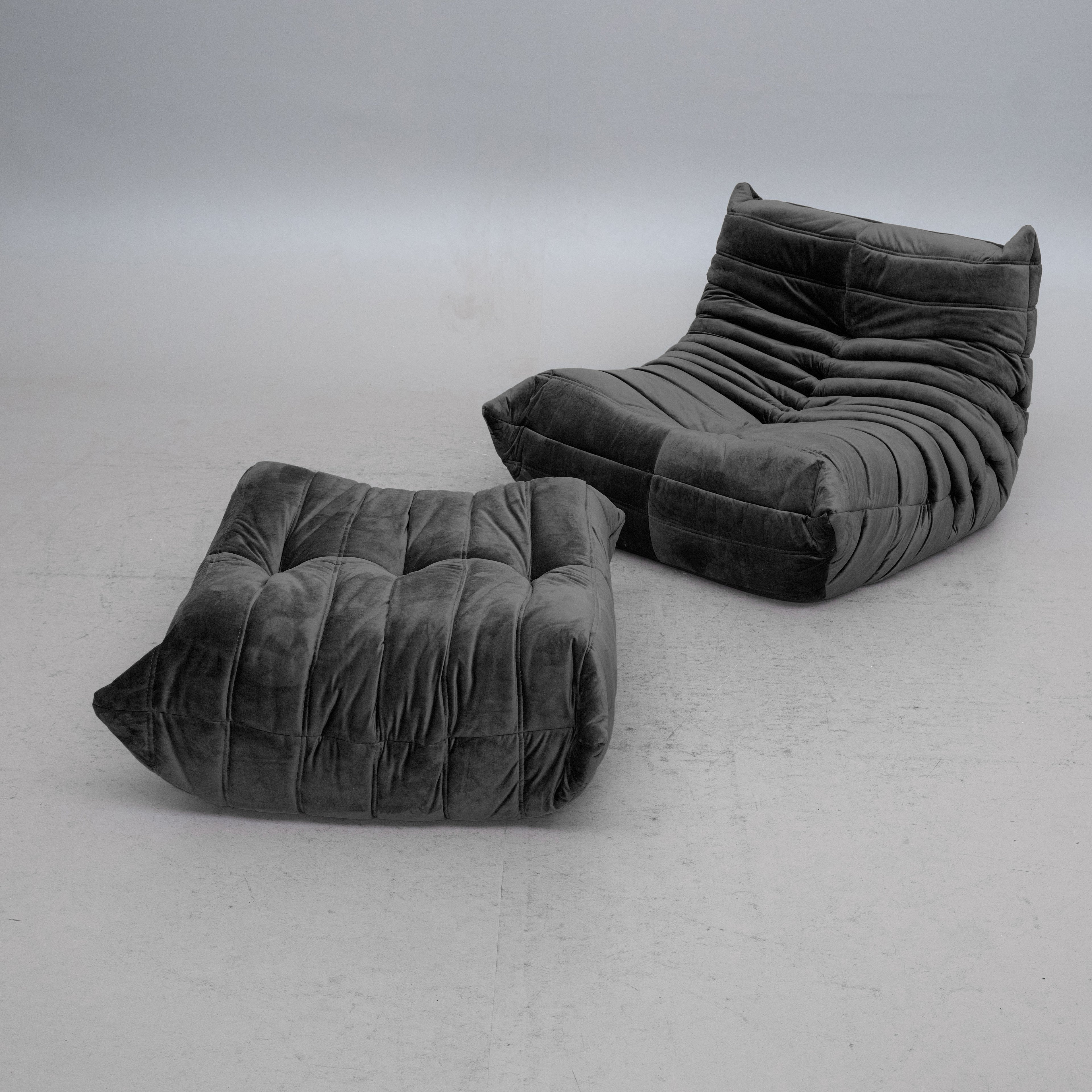 Michel Ducaroy Togo Lounge Chairs and Ottoman for Ligne Roset