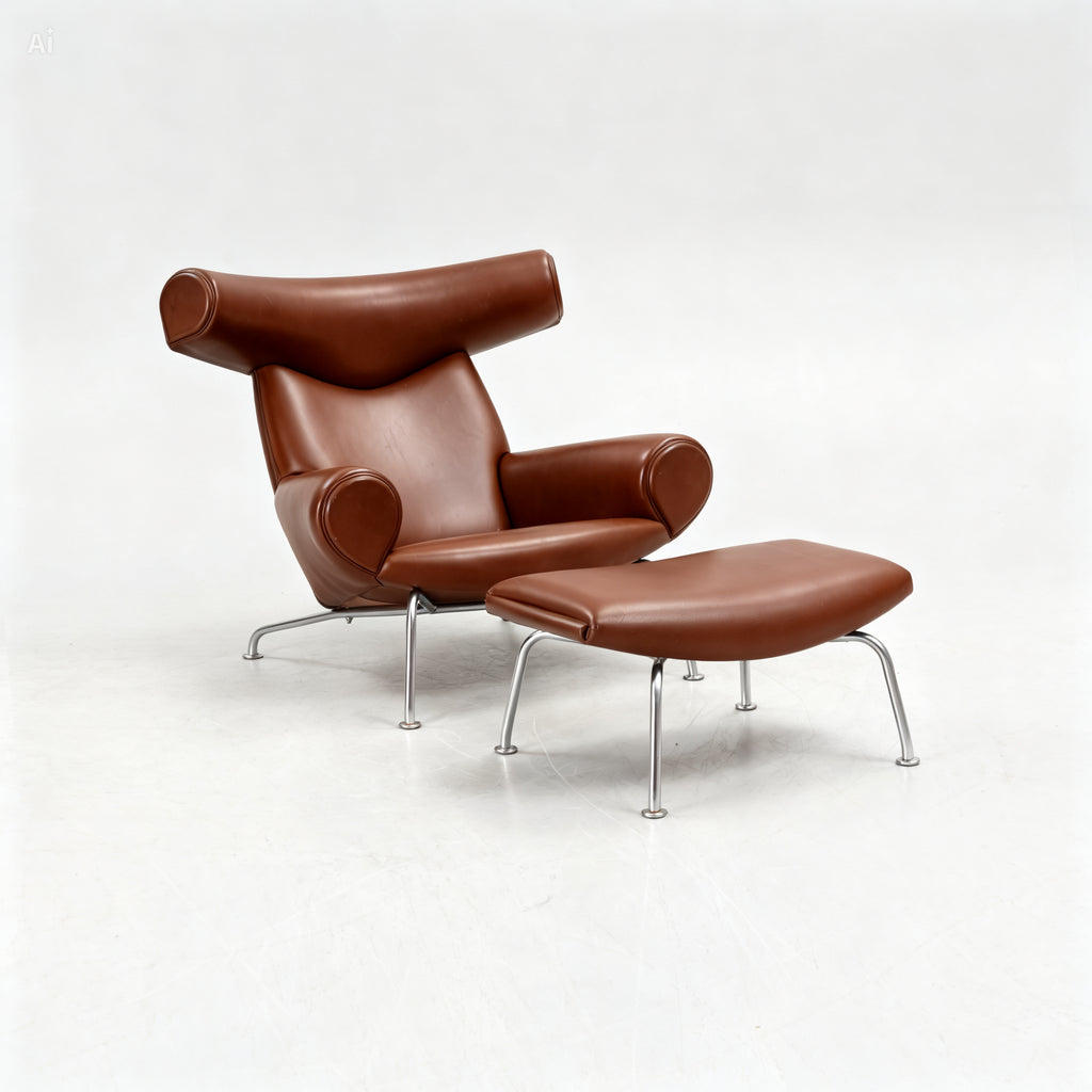 Ox Chair and Ottoman by Hans Wegner for Erik Jørgensen