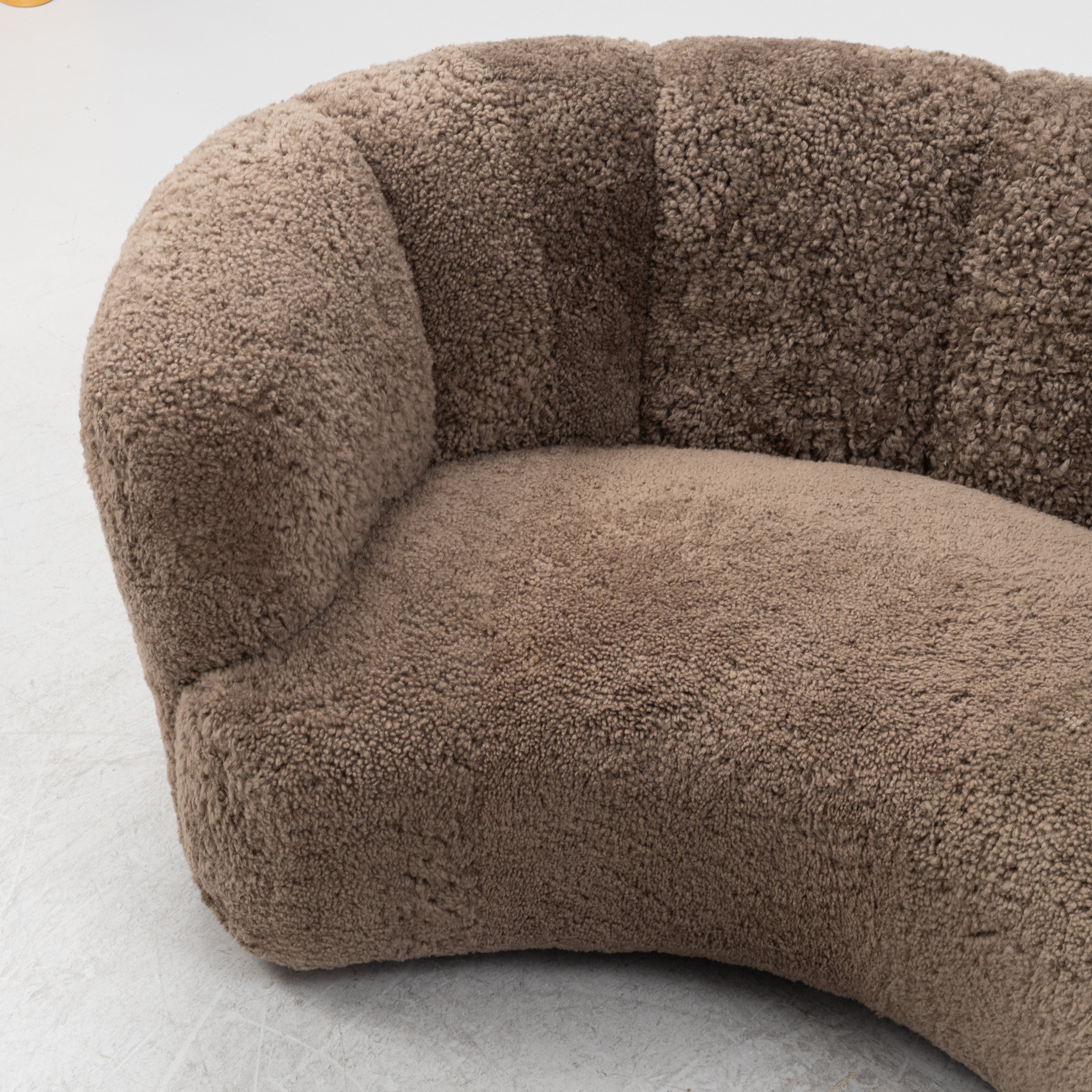 Scandinavian Curved Sheepskin Sofa, 1940s
