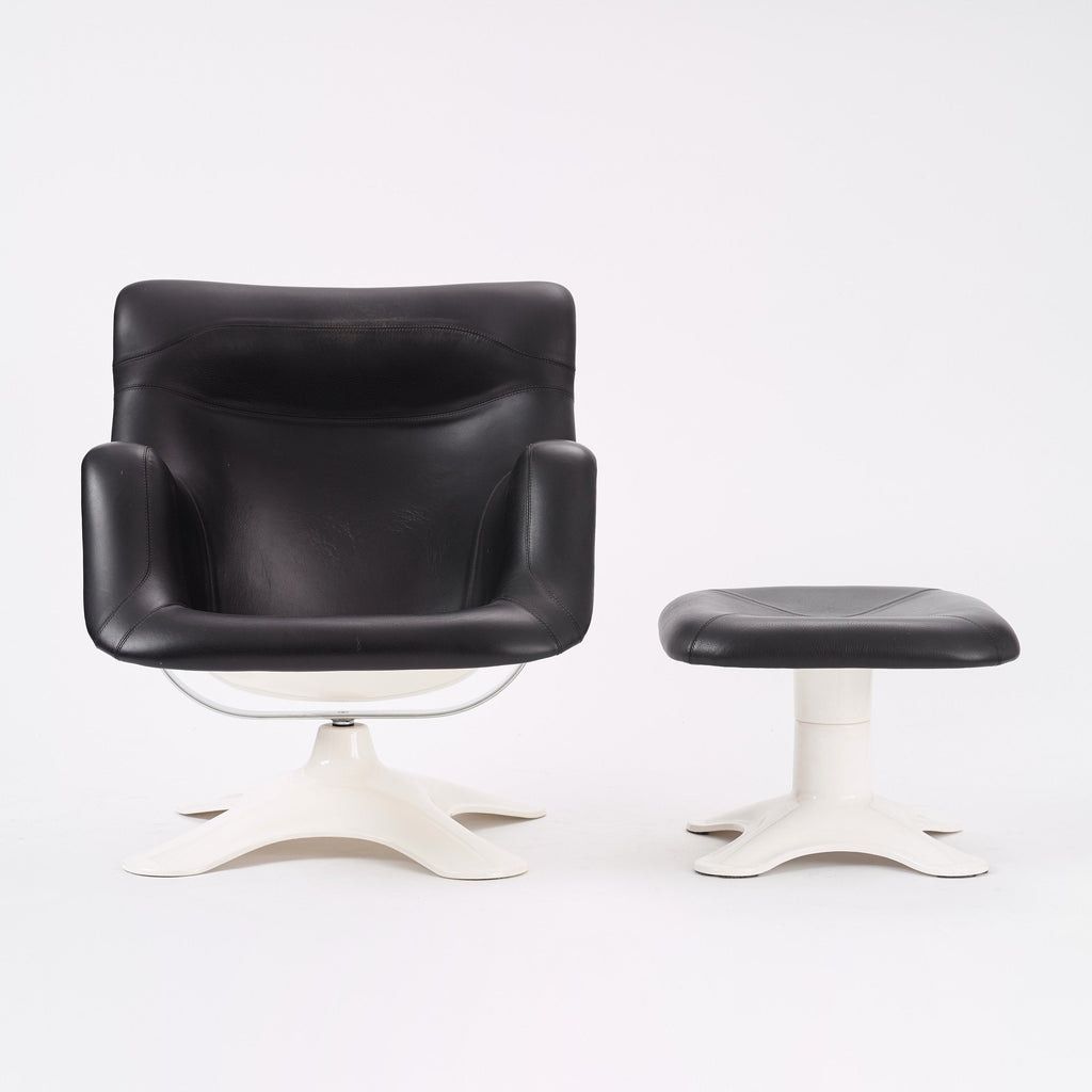 Yrjö Kukkapuro Karuselli Swivel Chair for Avarte / Haimi in Black Leather