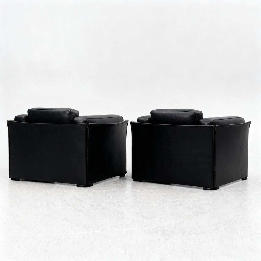 Mario Bellini Duc Lounge Chairs for Cassina, Pair in Black Leather
