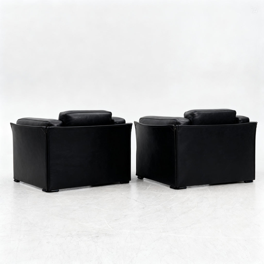 Mario Bellini Duc Lounge Chairs for Cassina, Pair in Black Leather