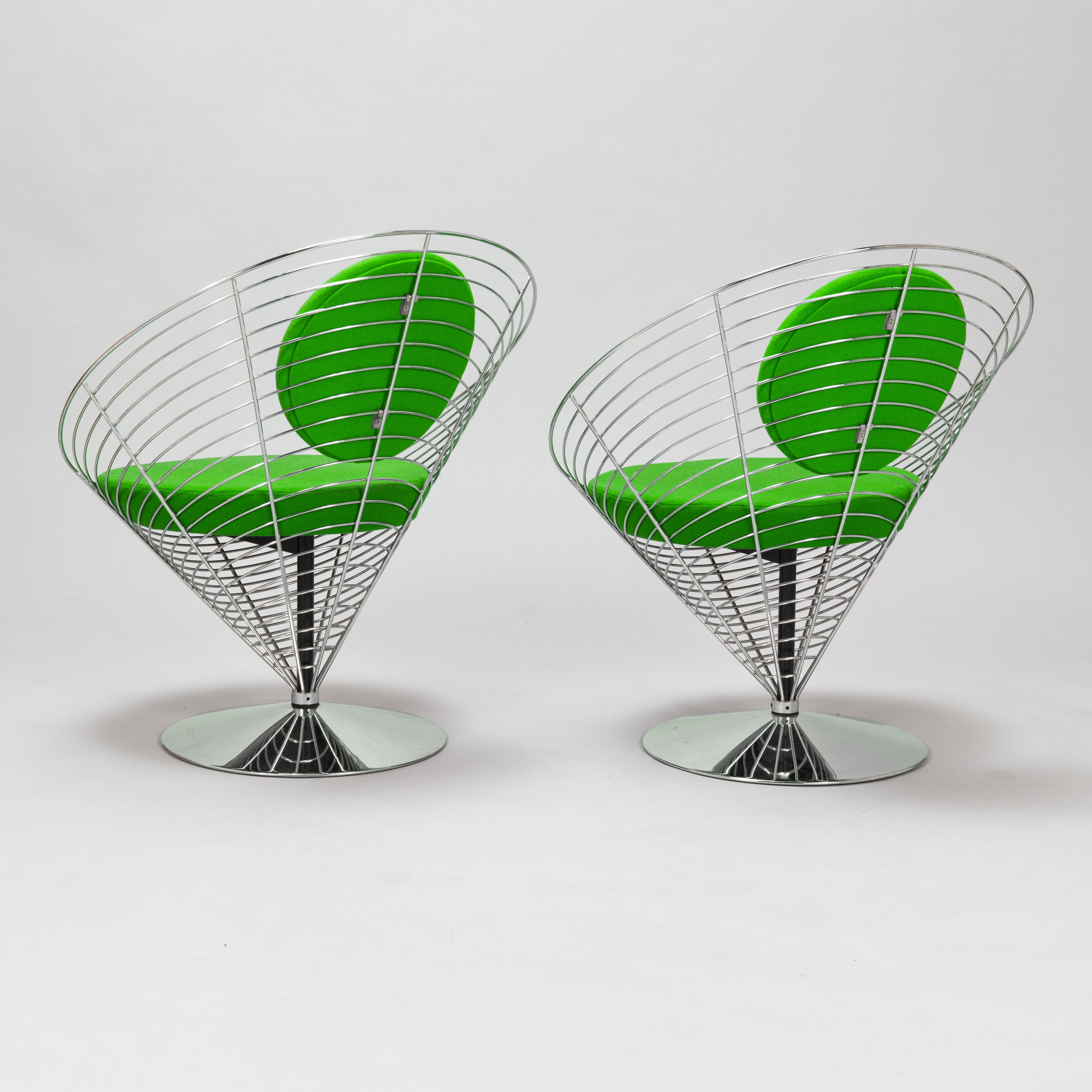 Verner Panton Wire Cone Chairs for Fritz Hansen, Denmark, Pair