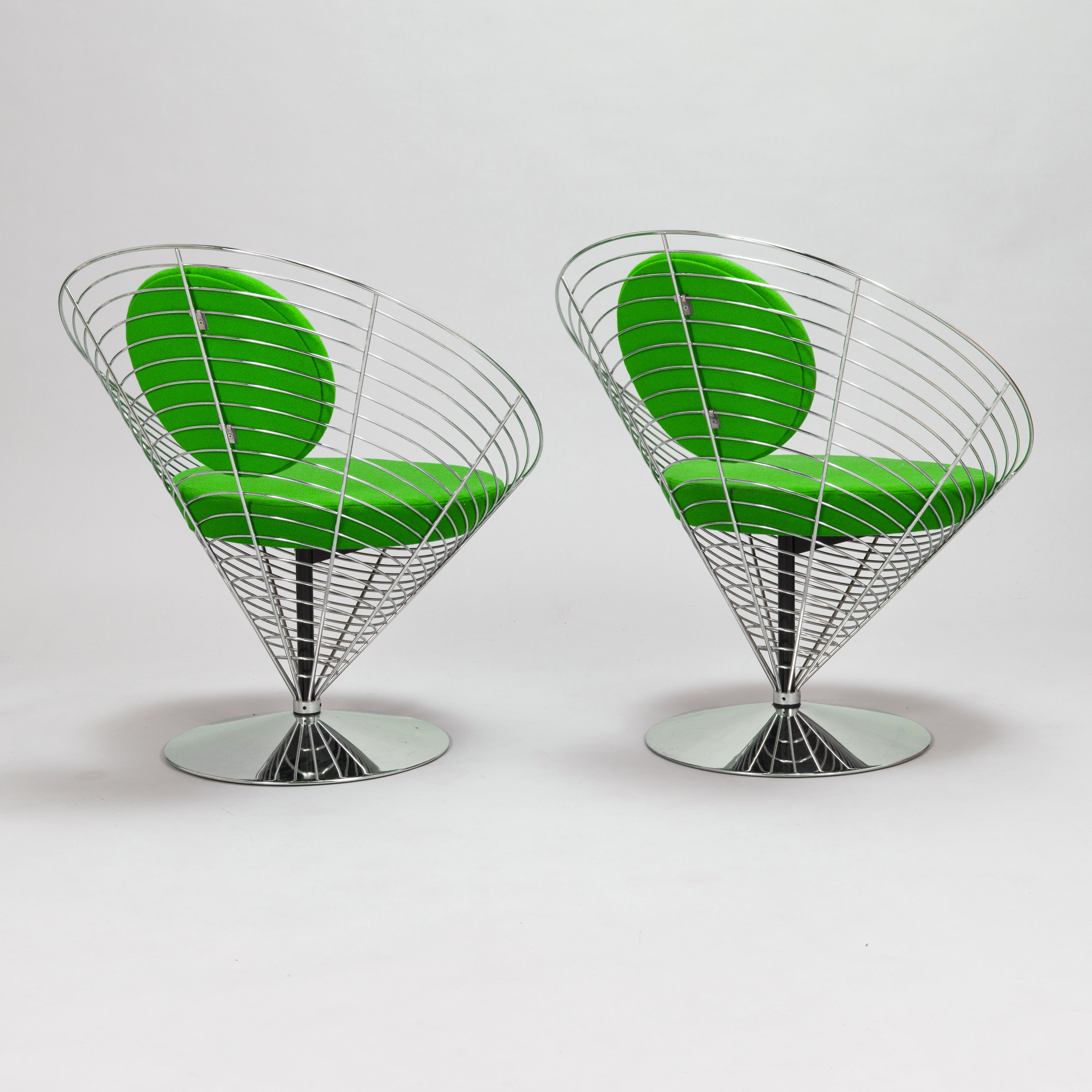 Verner Panton Wire Cone Chairs for Fritz Hansen, Denmark, Pair
