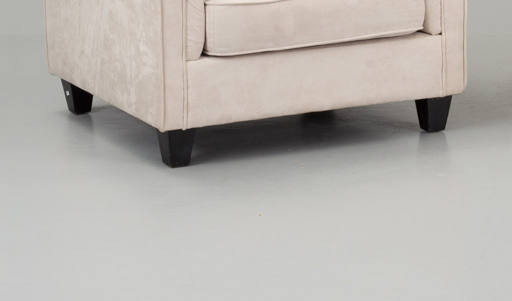 Italian Cube Club Armchairs, Pair, Cream Upholstery