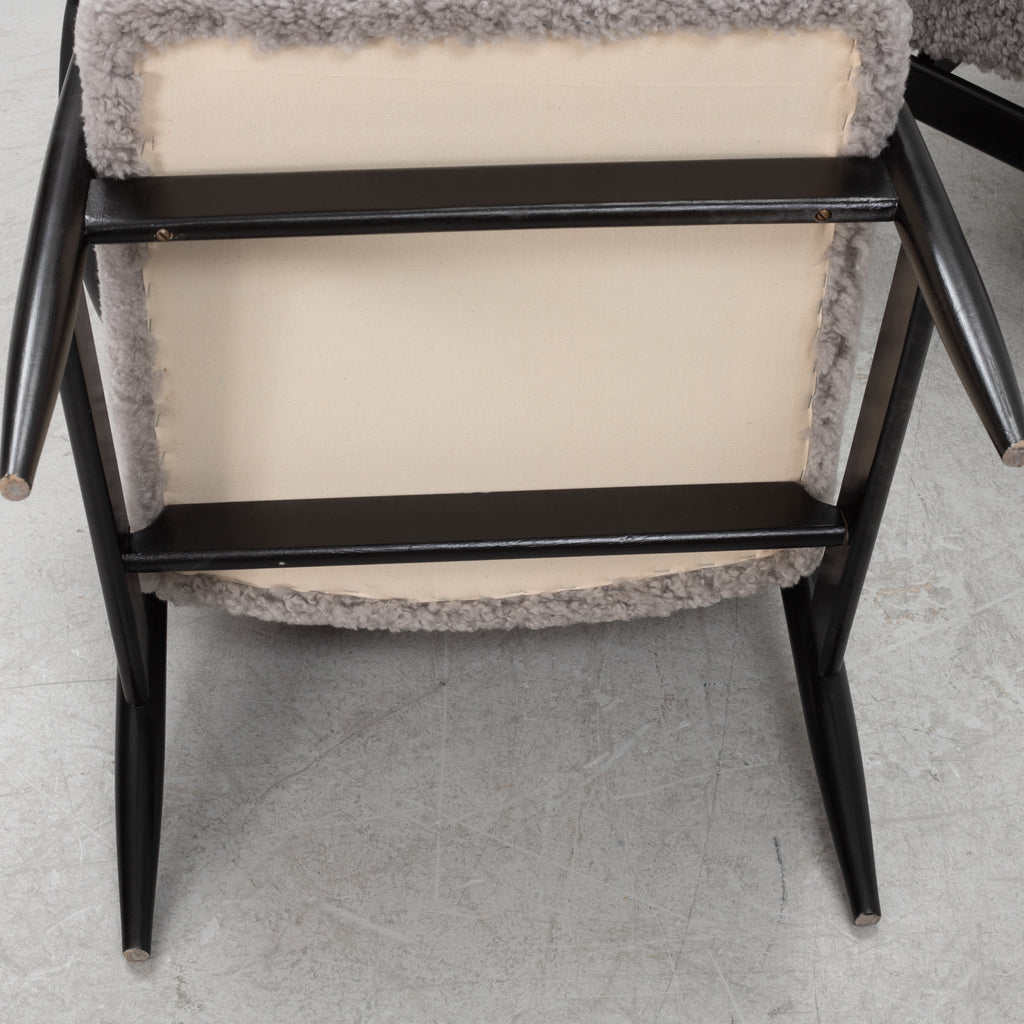 Scandinavian Grey Sheepskin Easy Chairs Pair, 1950s–60s