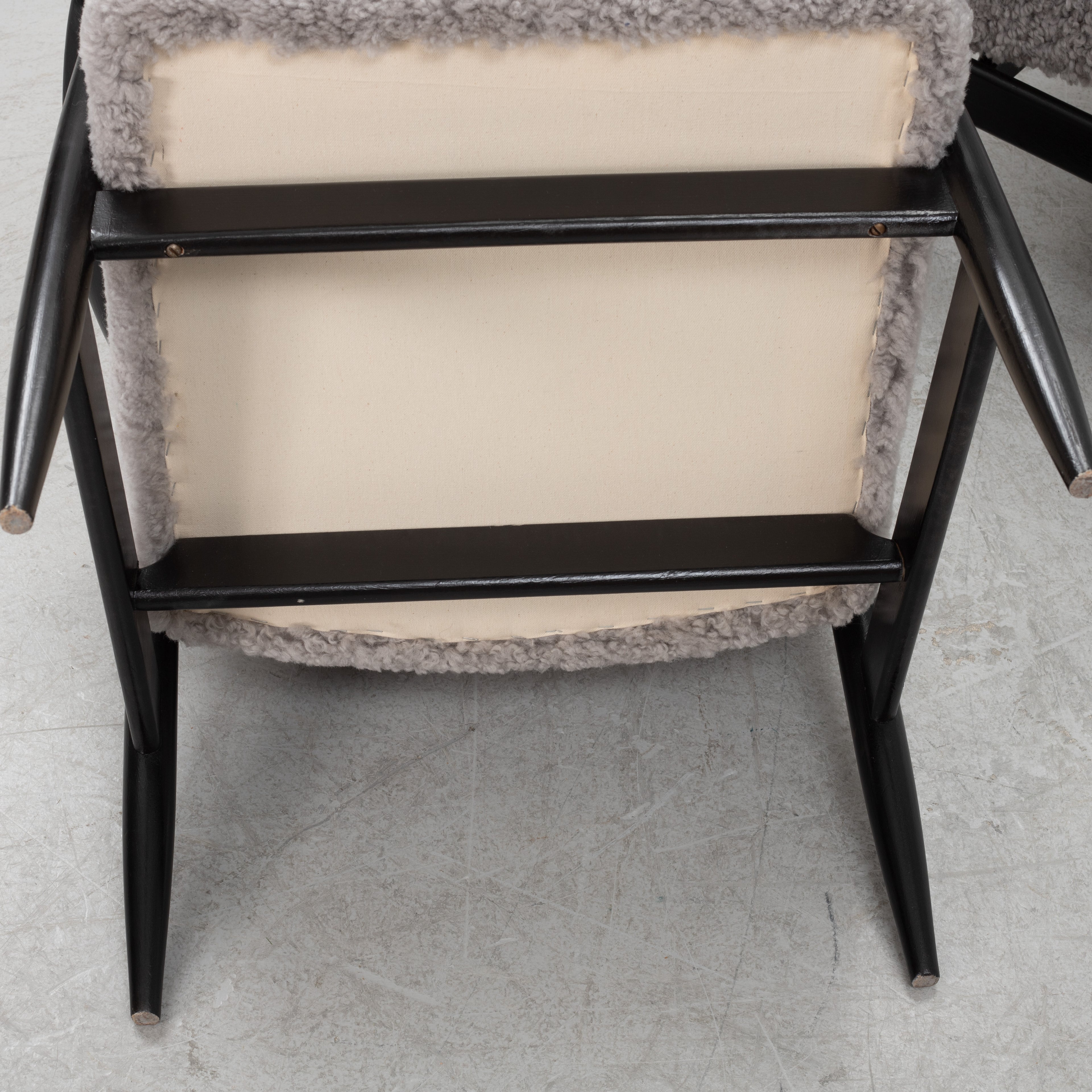 Scandinavian Grey Sheepskin Easy Chairs Pair, 1950s–60s
