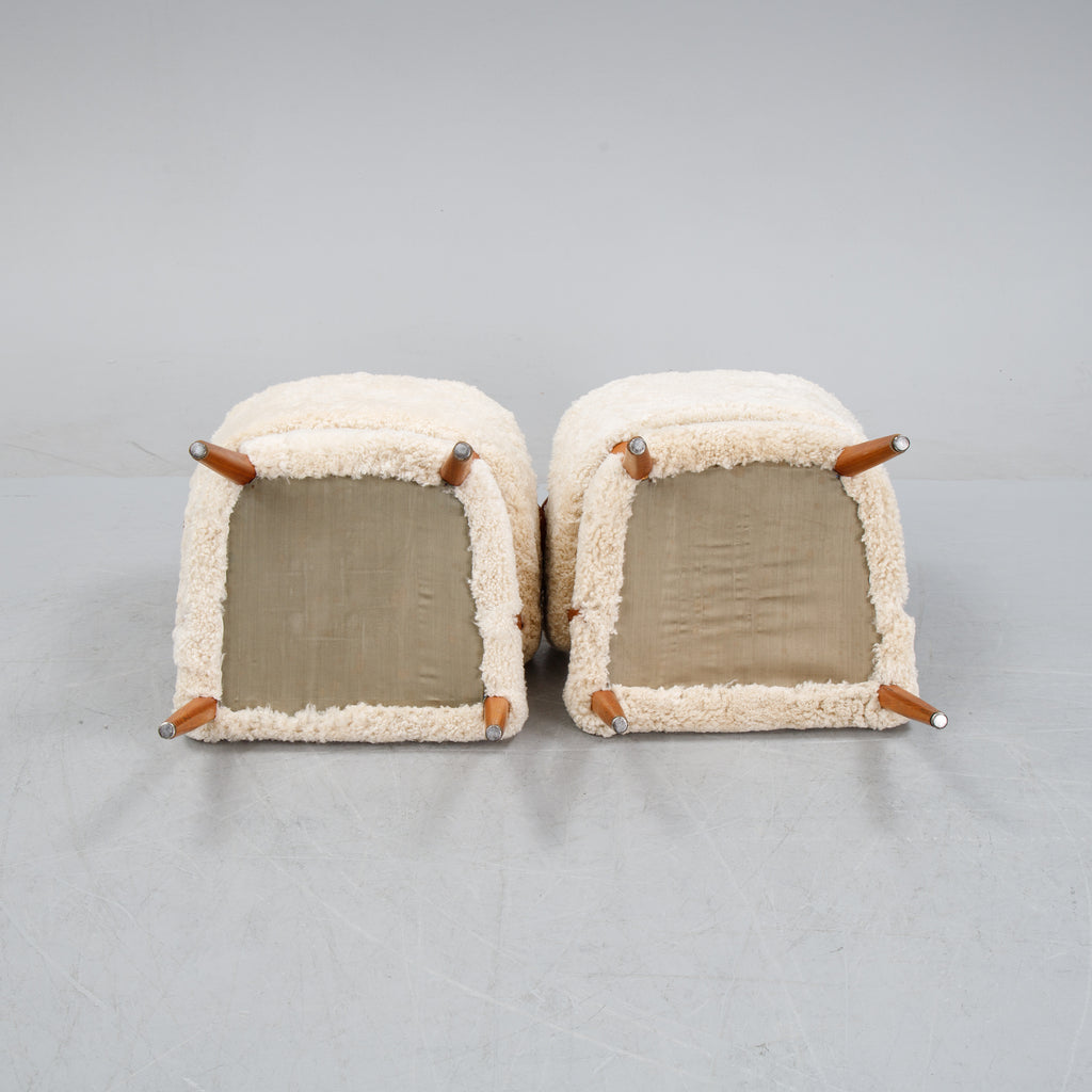 Scandinavian Teak and Sheepskin Easy Chairs, Pair, 1950s