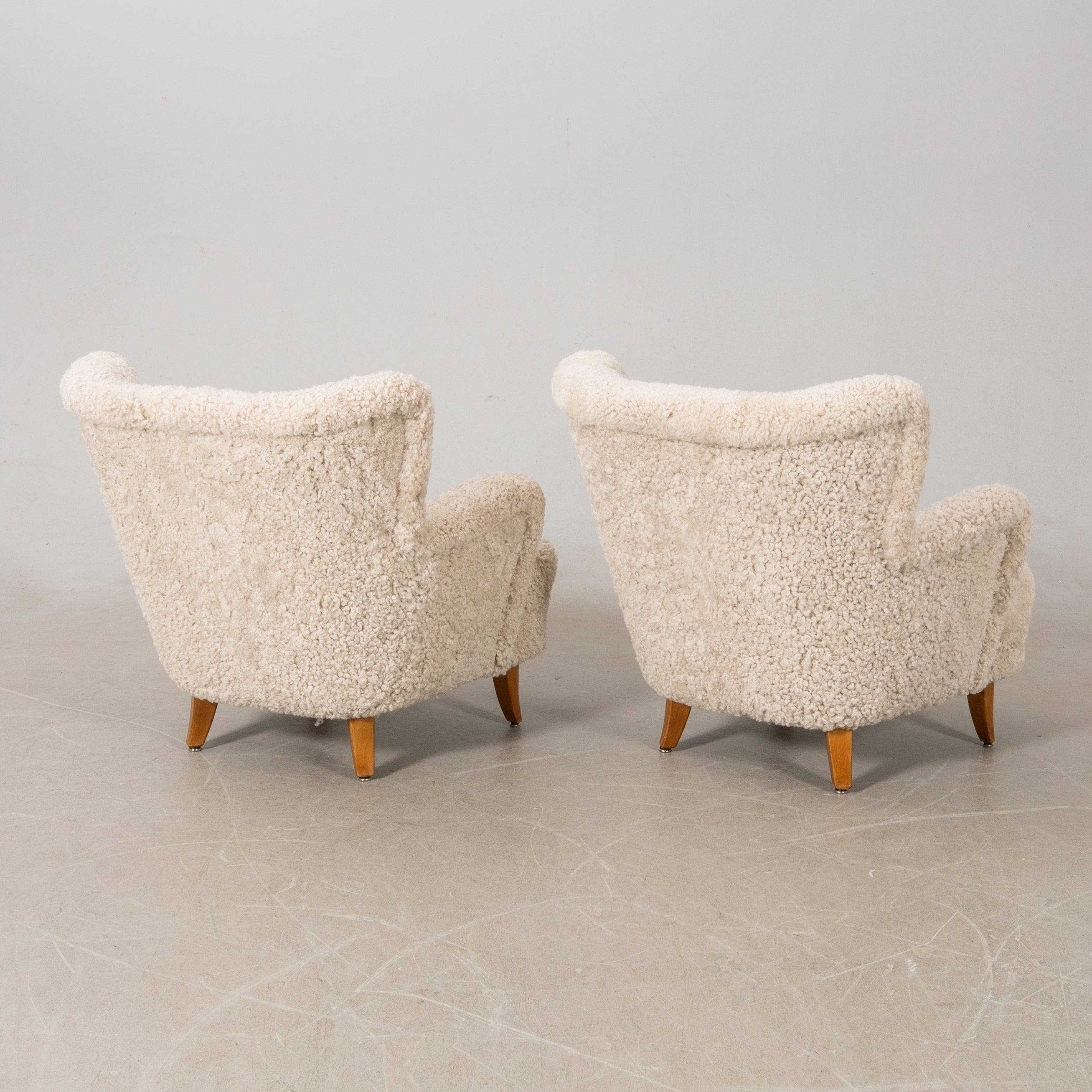 Ilmari Lappalainen Laila Sheepskin Armchairs for Asko, Pair