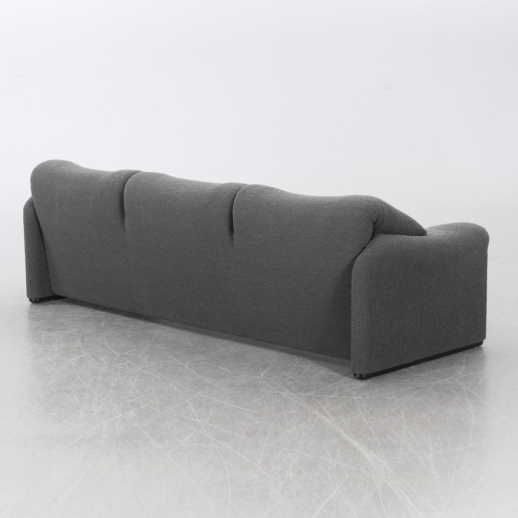 Vico Magistretti Maralunga Three-Seat Sofa for Cassina, Gray Bouclé