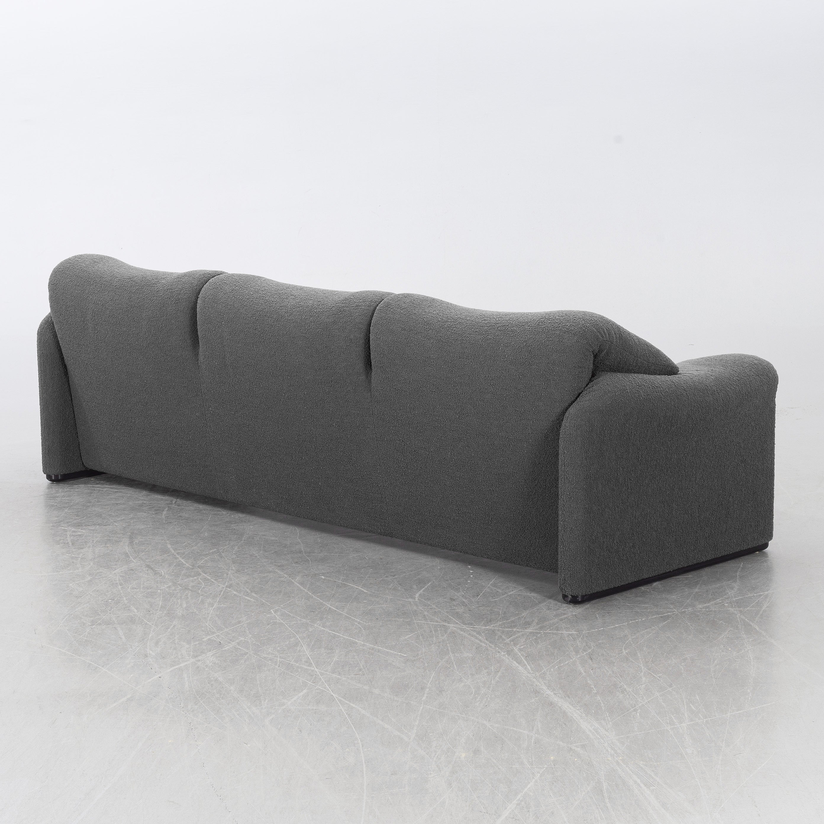 Vico Magistretti Maralunga Three-Seat Sofa for Cassina, Gray Bouclé