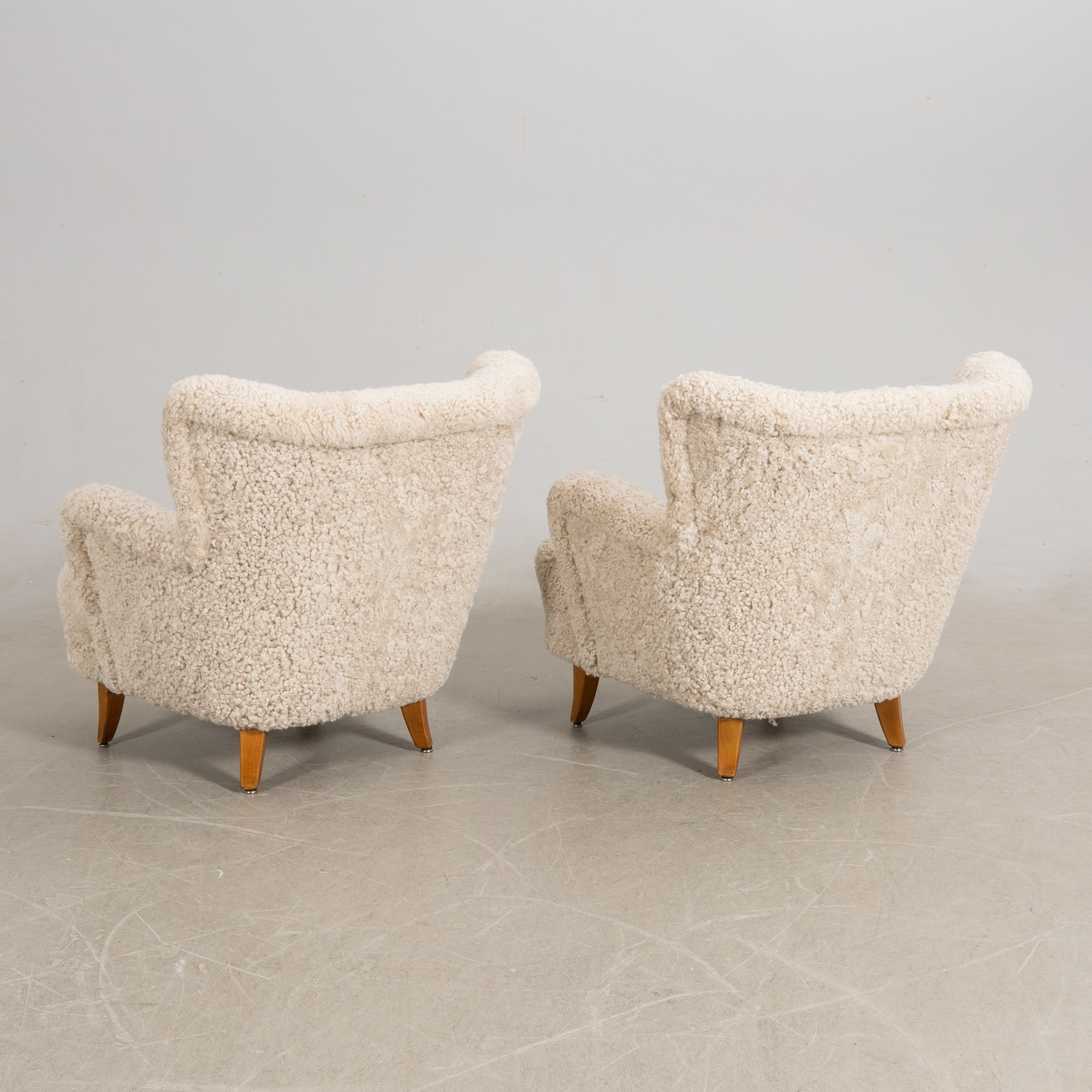 Ilmari Lappalainen Laila Sheepskin Armchairs for Asko, Pair