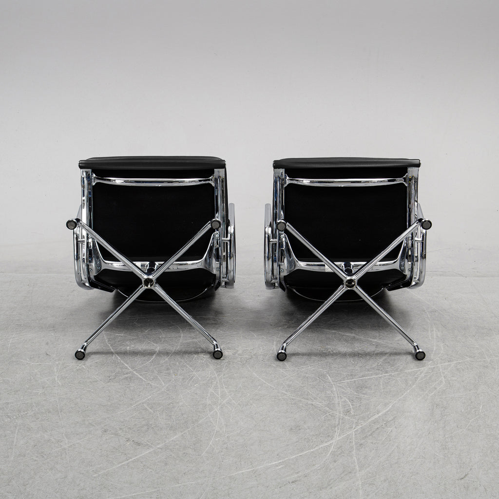 Eames EA216 Soft Pad Lounge Chairs by Charles & Ray Eames for Vitra, Pair