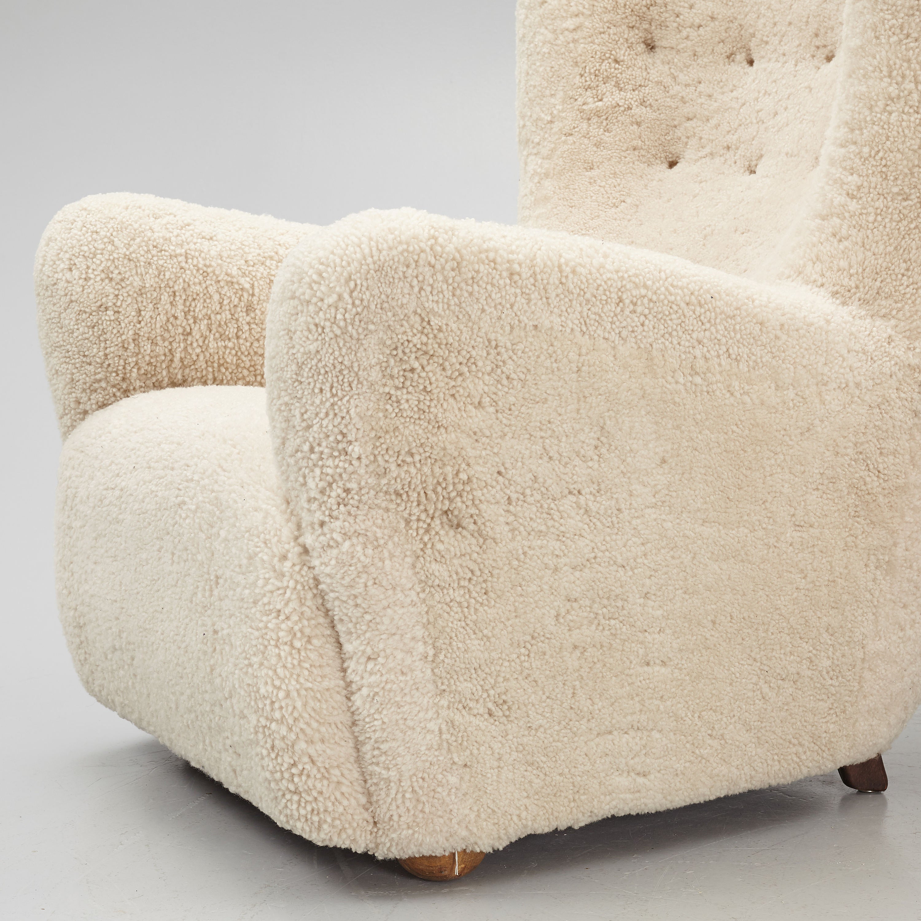 Pair of Danish Modern Sheepskin Lounge Chairs, 1930s–1940s