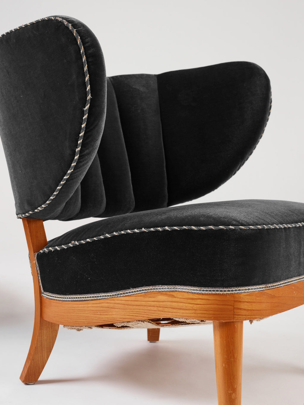 Otto Schulz Swedish Modern Easy Chairs for Boet, Pair in Black Velvet